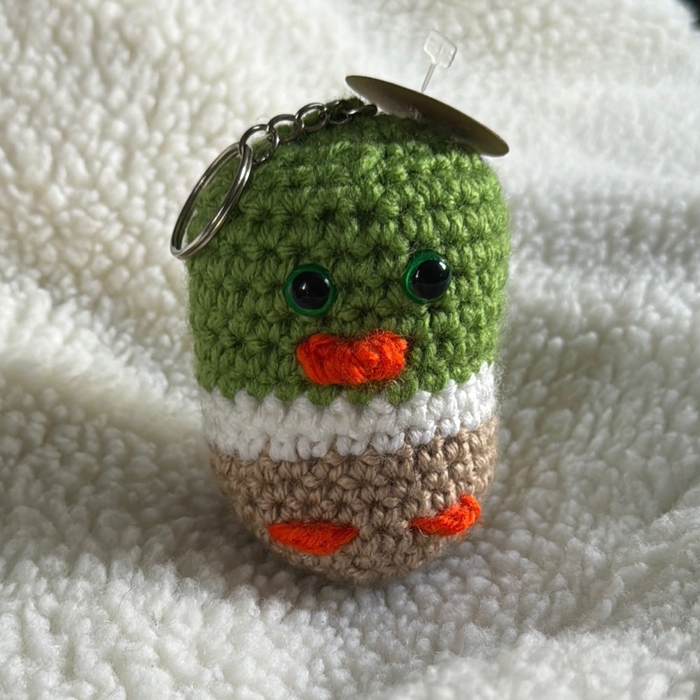 Handmade Crochet Silly Mallard Keychain 🦆